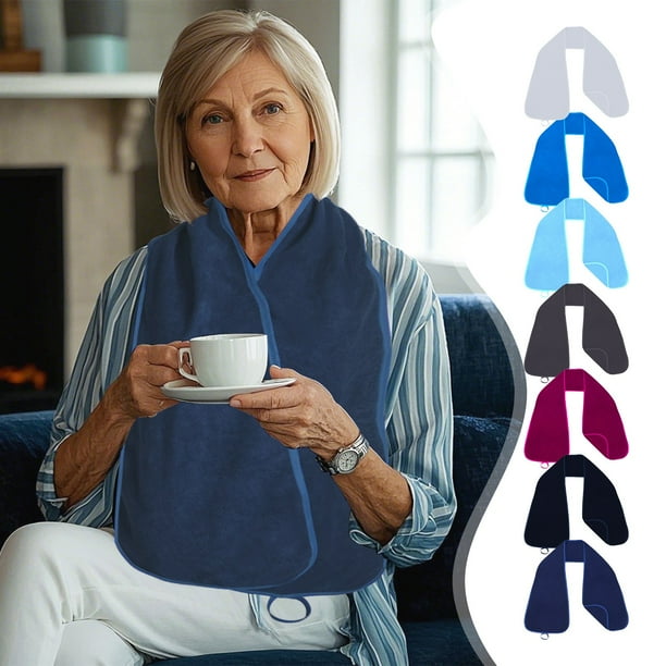 Babero para adultos para comer | Protector de ropa de algodón lavable | Cierre ajustable de gancho y lazo | Grandes 62"x13.8" | Reutilizable para personas mayores, personas mayores y con