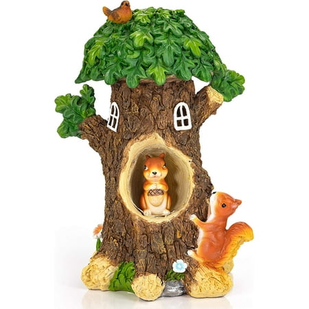 VP Home Nutty Squirrels Treehouse Solar Powered LED Outdoor Decor Garden Light