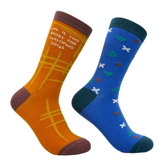 Women's Life Is Too Short for Matching Socks Funny Sarcastic Graphic Novelty Footwear