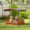 thumbnail image 2 of Outsunny Bac à Sable Couvert avec Couvercle et Auvent Ajustable pour Enfants, Rouge, 2 of 10