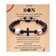 thumbnail image 5 of Pulsera de cuentas de fútbol, regalo, pulsera de entrenador de fútbol negro mate, pulsera de béisbol con piedra de ojo de tigre, 5 of 6