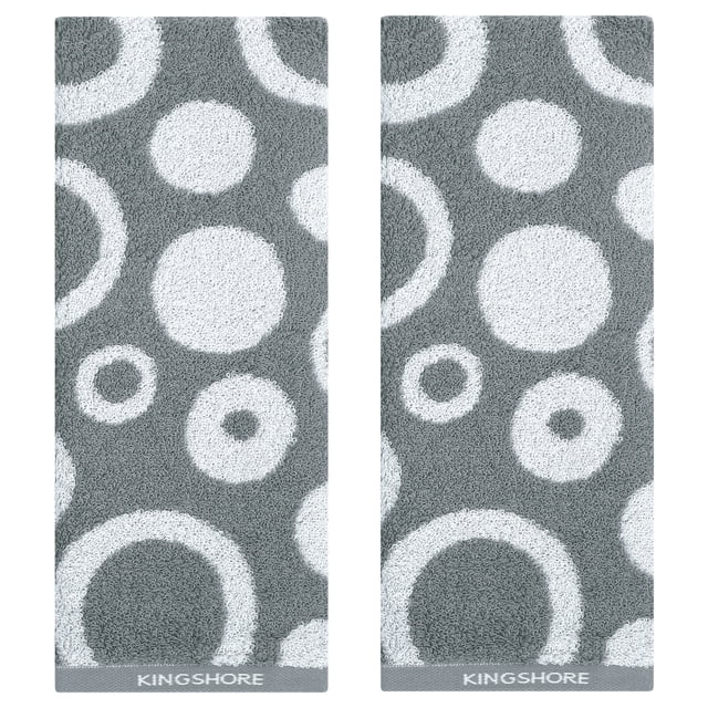 REGALWOVEN Cute Round Geometric Pattern Towels, 100% Cotton Soft Comfortable Absorbent for Hand Drying Grey 2-Piece