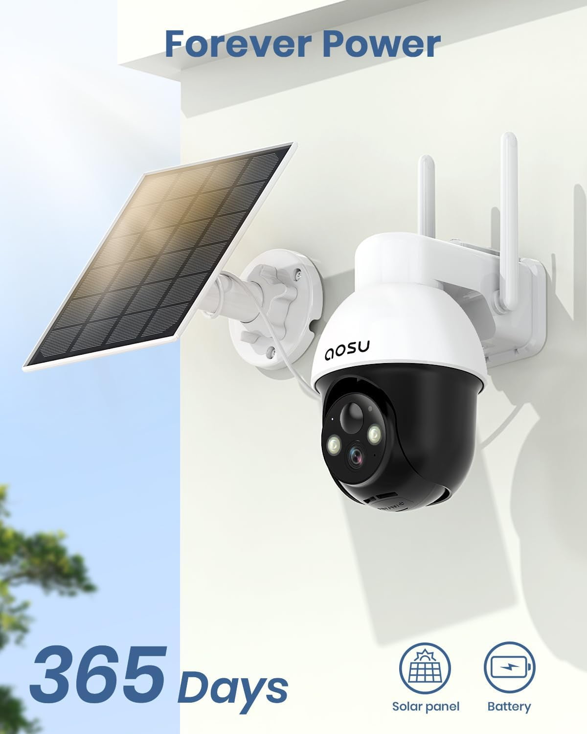 AOSU 2K Caméra Surveillance Intérieure WiFi, Vision Nocturne HD