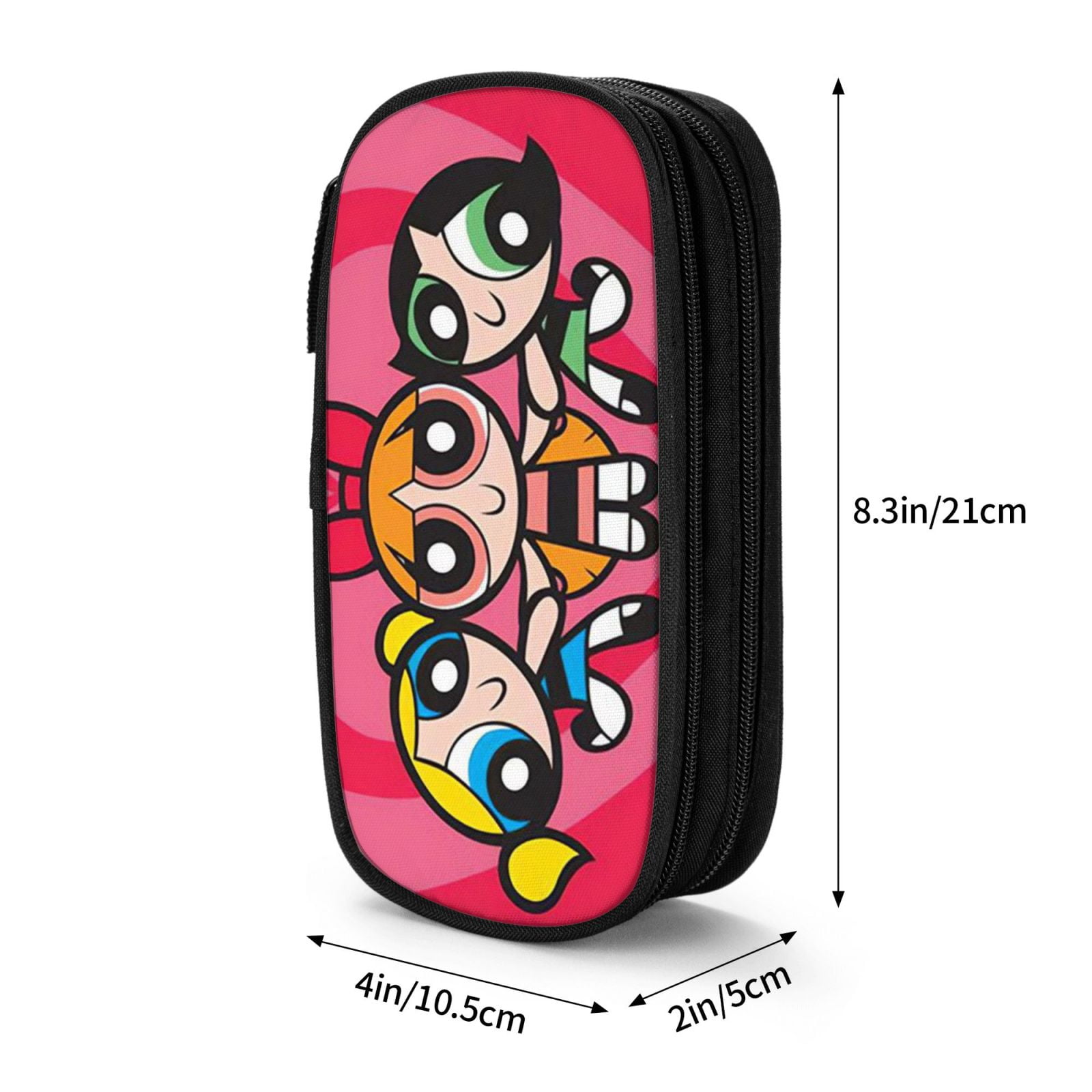 The Powerpuff Gi-rls Pencil Case Large Capacity Pencil Pouch Penbag Office Stationery Organizer Travel Makeup Bag Black