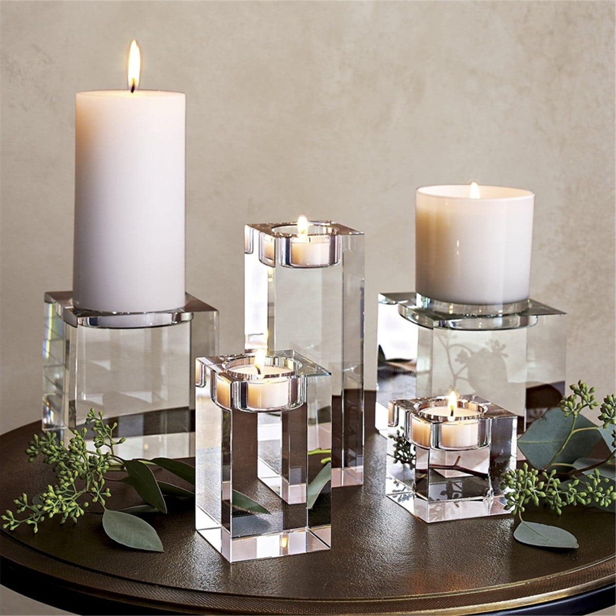 7 SIZES Modern Elegant Crystal Candle Holders Tealight Stand Wedding