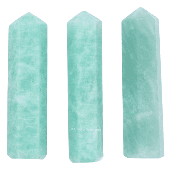 Amazonite Crystal Hexagonal Points, DIY Jewelry Making (3 pcs)