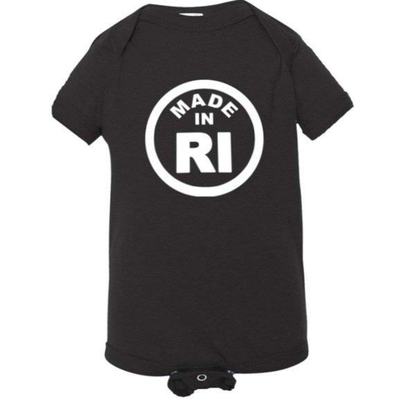 PleaseMeTees™ Baby From Born Made In Rhode Island RI Logo Label Jumpsuit