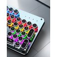 thumbnail image 3 of Typewriter Style Mechanical Gaming Keyboard Blue Switch, Rainbow LED Backlit Wired Computer Keyboards Mouse and Pad Combo, Metal Panel Retro Punk Rou, 3 of 7