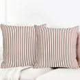 thumbnail image 2 of Decorative Throw Pillow Covers Set of 2 Wine Red Pillow Covers 18x18 inch Throw Pillows Linen Square Pillow Case,Farmhouse Outdoor Modern Striped Pillow Covers for Couch Sofa Living Room, 2 of 6