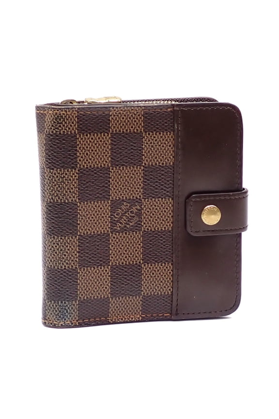 Pre-Owned Louis Vuitton Damier Ebene Compact Zip Bifold Wallet for Women N61668 (Good)