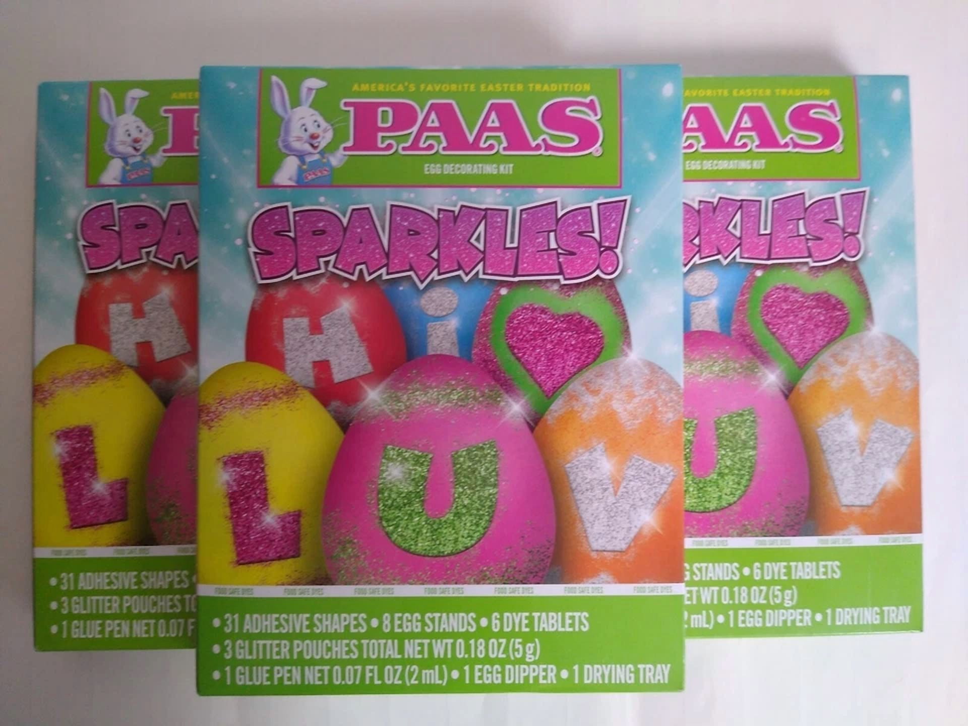 CIRCLE- Lot Of 3 Paas Sparkles Egg Coloring Decorating Kit