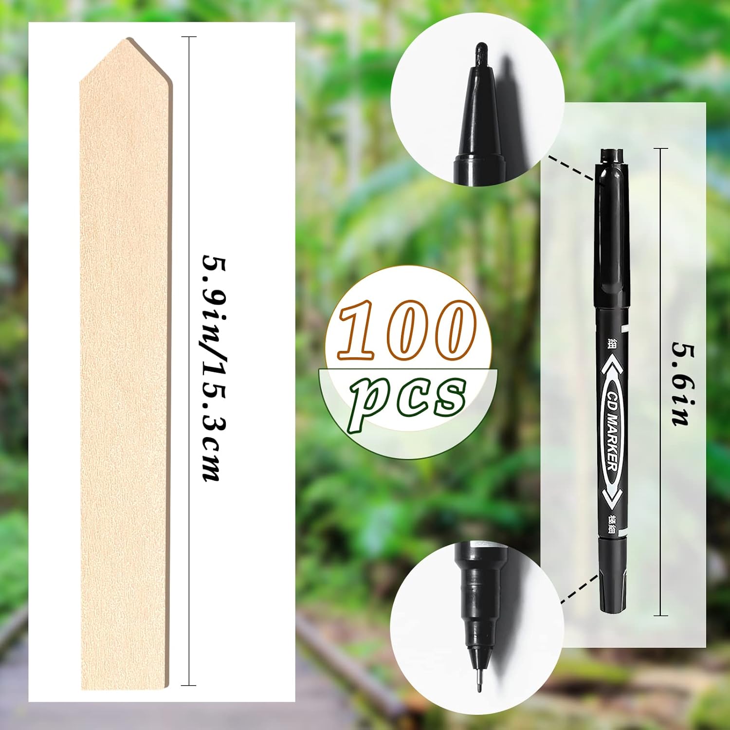 100Pcs Wooden Plant Labels Plant Tags 6 Inch Garden Plants Markers Waterproof Seed Labels Markers Sticks Outdoor Garden Label Stakes Sign Wooden Plants Name Tags for Seedling Vegetables Flower