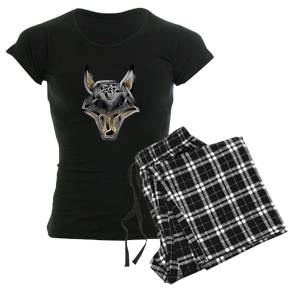 CafePress - Wolf Face Pajamas - Women's Short Sleeve Print T-Shirt and Pants Dark Cotton Pajama Set