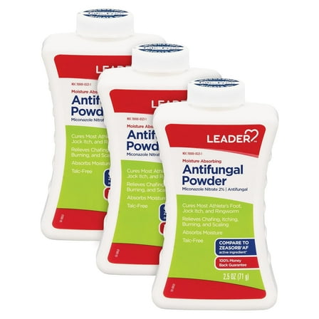 LEADER Athlete's Foot AF Powder, Moisture Absorbing, Antifungal, Talc-Free, 2.5 oz, Compare to Zeasorb, Pack of 3