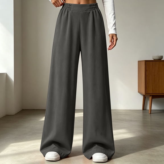 Mifsaly Cotton Lounge Pants Women High Waisted Baggy Lounge Sweatpants Comfy Casual Everyday Office Bottoms with Pockets Dark Gray,XXXL