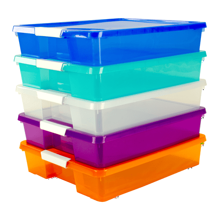 UPC 685442632028 product image for Storex 12x12 Stack & Store Box  Assorted Colors  Case of 5 | upcitemdb.com