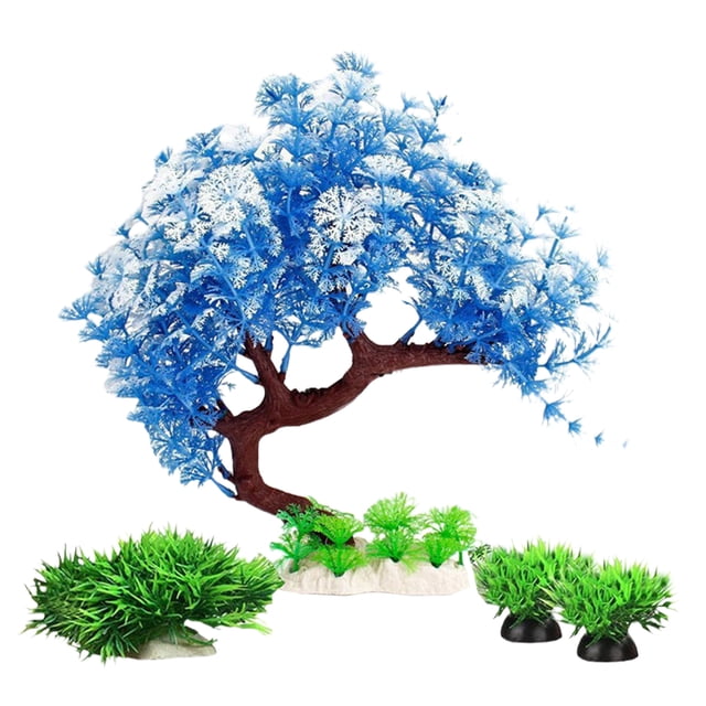 Methold Árbol de simulación realista para pecera - ABS para estabilidad y durabilidad Decoración Adornos Suministros para acuarios decoración del acuario Árbol de curva azul