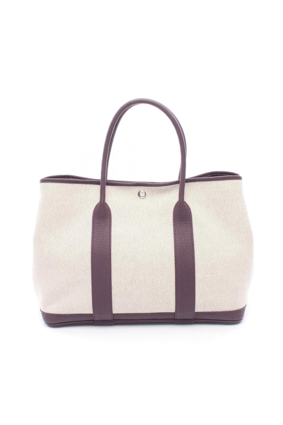 Pre-Owned Hermes Garden Party PM Tote Bag/Handbag, Canvas and Leather, Twill Ash, Women's,...