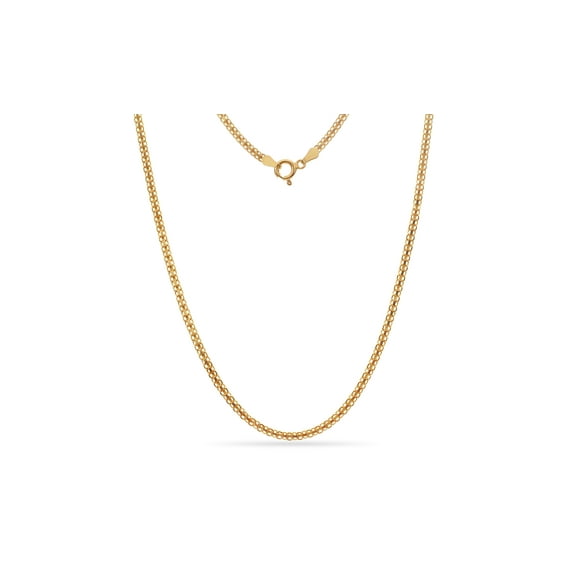 Gold Over Sterling Silver Bismark Chain Necklace 24 Inch