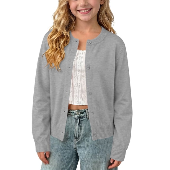 Cardigan Sweater for Girls Kids School Uniform Toddler Button Down Knit Sweaters Tops Toddler Plain Warm Fall Winter Jacket Fashion Outfits 2026