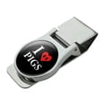 thumbnail image 1 of I Love Pigs Heart Snout Satin Chrome Plated Metal Money Clip, 1 of 3