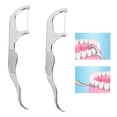 thumbnail image 2 of Stainless Steel Toothpick Dental Floss Reusable Flossing Holder Teeth Cleaning, 2 of 5