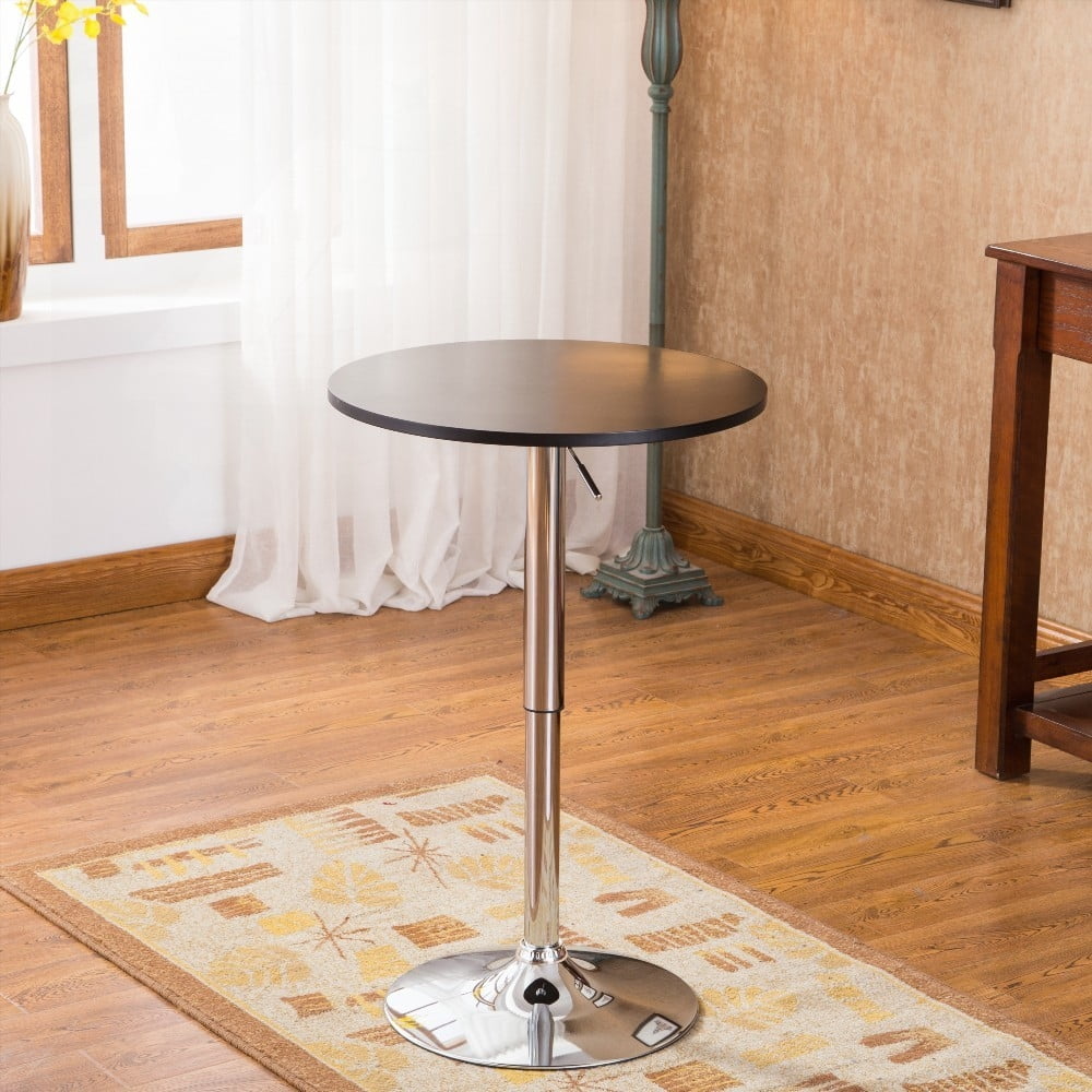 Modern Black Adjustable Wood and Metal Bar Table for Home Decor