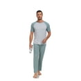 thumbnail image 4 of ANLIQI Men's Pajama Sets Short Sleeve Top & Pant Soft Bamboo Rayon Pjs Set Lounge Sleepwear for Men (Grey Blue L), 4 of 7