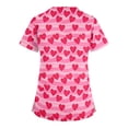 thumbnail image 3 of Minjewel Women's V-Neck Workwear Blouse Short Sleeve Pocket Top Heart Print Side Slit Nurse Uniform Casual Summer Tee,Hot Pink M, 3 of 4