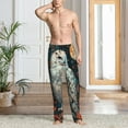 thumbnail image 2 of Balery Moon Flower White Owl Pantalones de pijama para hombre, pijama ultraligero, pantalón de descanso-Large, 2 of 6