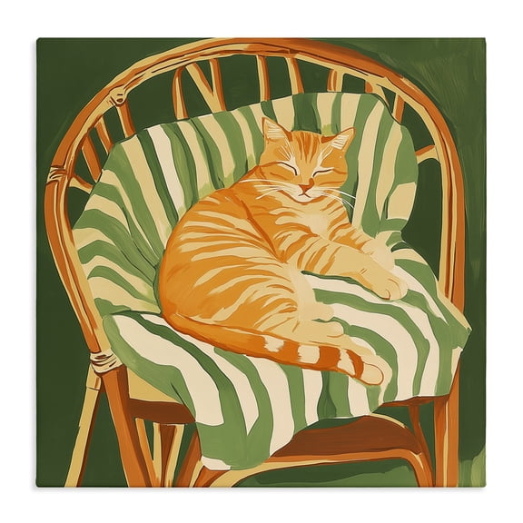 Stupell Industries Cat In Rattan Chair Canvas Wall Art, design by Walker Noble