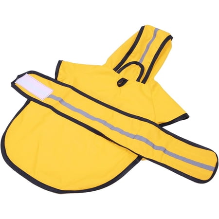 Dog Raincoat Jacket Reflective Adjustable Hooded Pet Poncho Rain Coat with Leash Hole for Small to X-Large Dogs Yellow - M