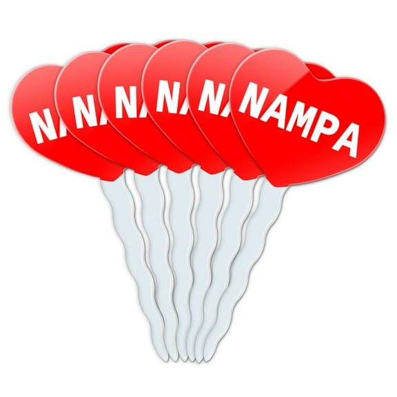 Nampa Heart Love Cupcake Picks Toppers - Set of 6