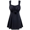 thumbnail image 3 of Wantdo Women's Plus Size Swimsuit One-Piece Swimdress Tummy Control Swimwear Black 18/20 Plus, 3 of 9