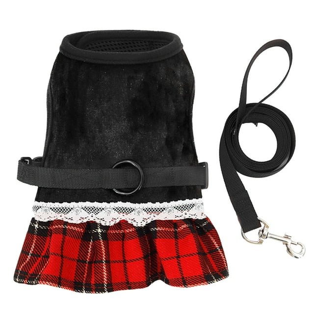 Adjustable Pet Leash 1 Set Pet Leash Cute Plaid Pattern Bunny Vest Dress Adjustable Rabbit Chest Strap Leash Small Pet Supplies