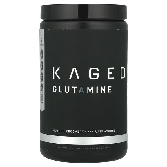 Kaged Muscle, L-Glutamine Powder 500 Gram, Vegan, Support Muscle Recovery, Post Workout, Glutamine, Banned-Substance Free, Unflavored, 100 Servings