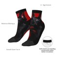 thumbnail image 4 of Bingfone Black Dog Red Background Design Patterned Men's Women's Casual Cotton Socks, 4 of 5