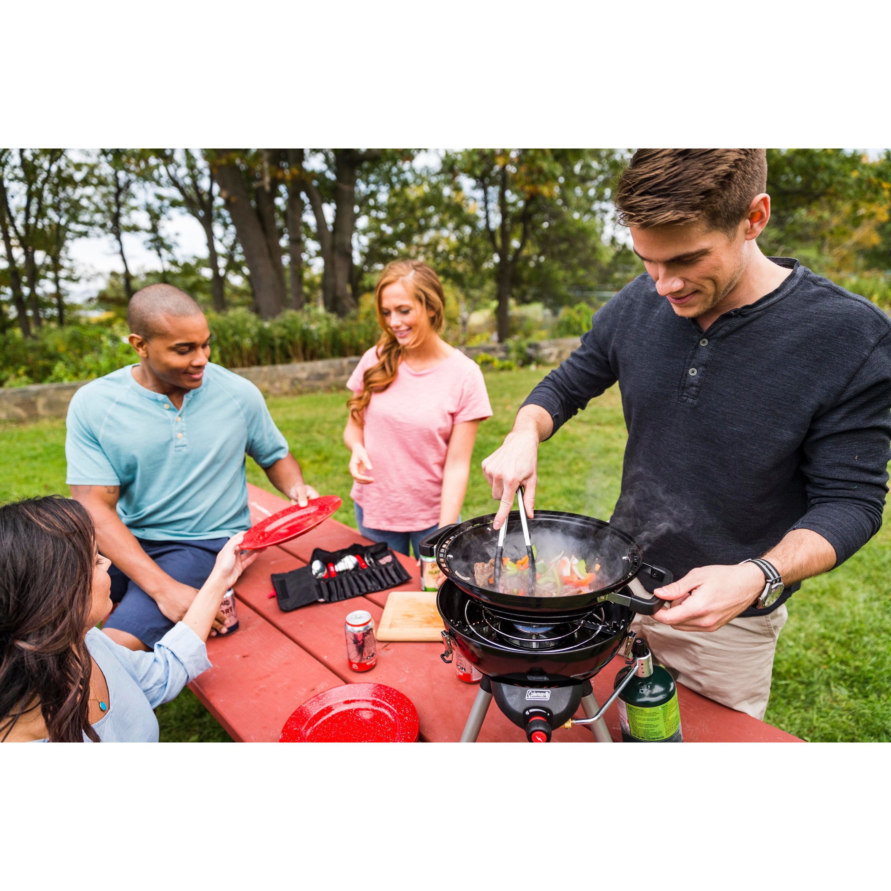COLEMAN Camping Picnic 24 Piece Enamelware Dish Set & Stainless Steel Flatware COLEMAN Camping Picnic 24 Piece Enamelware Dish Set & Stainless Steel Flatware
