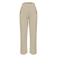 thumbnail image 5 of CLOISE Linen Pants Women Plus Size with Pockets Cotton Linen Pants Petite Casual Elastic Waist Lounge Pants Lightweight Lady Pull on Pants Mid Rise Trousers Straight Leg Linen Pants Summer Beige L, 5 of 7