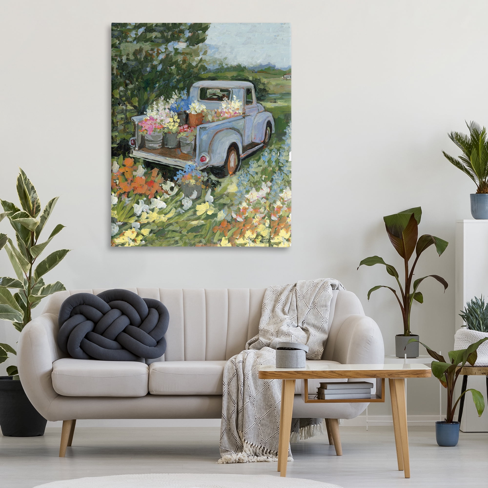 Stupell Industries Truckin' Field with Flowers Canvas Wall Art, design by Susan Winget