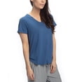 thumbnail image 3 of Cool Girl Women's Relaxed Cooling V-Neck T-Shirt with High Low Hem Sleep T-Shirt Blue, 3 of 3