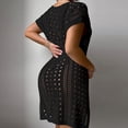 thumbnail image 4 of HOMBOM Womens Cover Ups Swimsuit Coverup Crochet Short Sleeve Hollow Out Summer Dresses for Ladies Bikini, 4 of 8