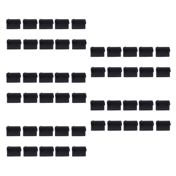 50 Pcs Silicone USB Port Plug Dustproof Plug Stopper Protection Cap Black