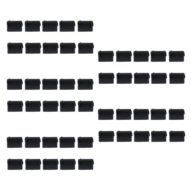 50 Pcs de Enchufe de Silicona con Puerto USB Enchufe A Prueba de Polvo Tapa de Protección Tapón Negro