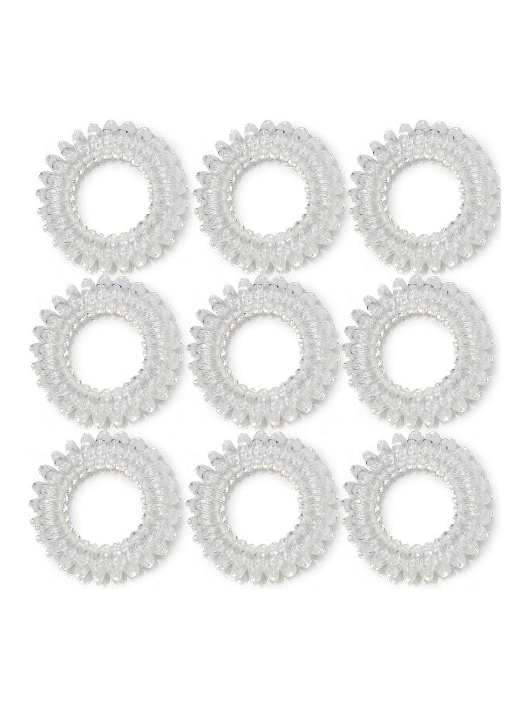 TRADEMARK BEAUTY HAIR COILS SET, Spiral Hair Ties, No Crease Ponytail Phone Cord Hair Ties, 27 Count (3 Pack), Clear