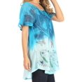 thumbnail image 3 of Sakkas Petra Women's Casual Loose Flared Corset Short Sleeve Lace Blouse Top Tunic - 2202-Turq - One Size, 3 of 5