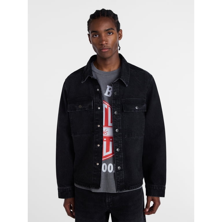 No Boundaries Men's Washed Denim Shacket photo 1