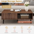thumbnail image 3 of 47"Coffee Table with Storage Mid Century Modern Solid Wood Coffee Table with 2 Drawers Rectangle Center Table for Living Room Walnut, 3 of 15