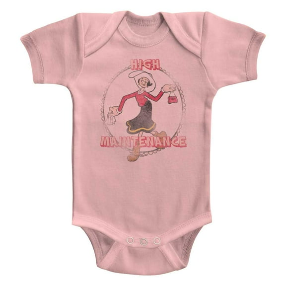Popeye High Maintenance Light Pink Baby Romper T-Shirt