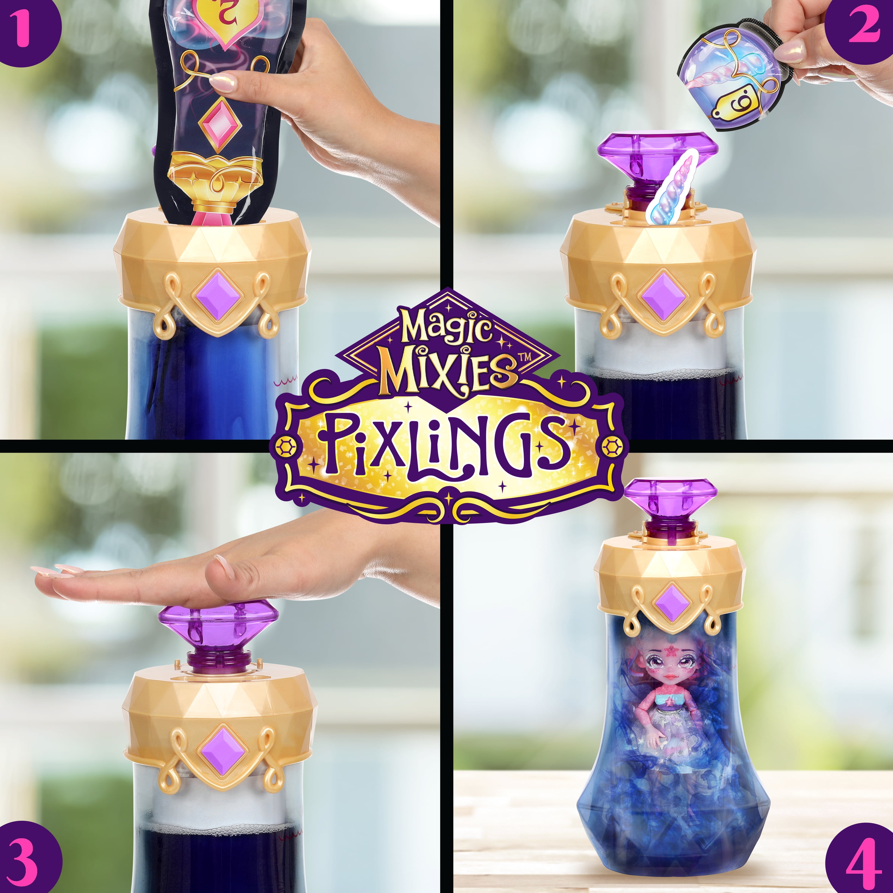 Magic Mixies Pixlings Marena the Mermaid Pixling 6.5 inch Doll Inside a  Potion Bottle, Ages 5+
